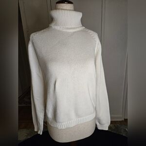 Lord & Taylor Cream Cowl Neck Sweater